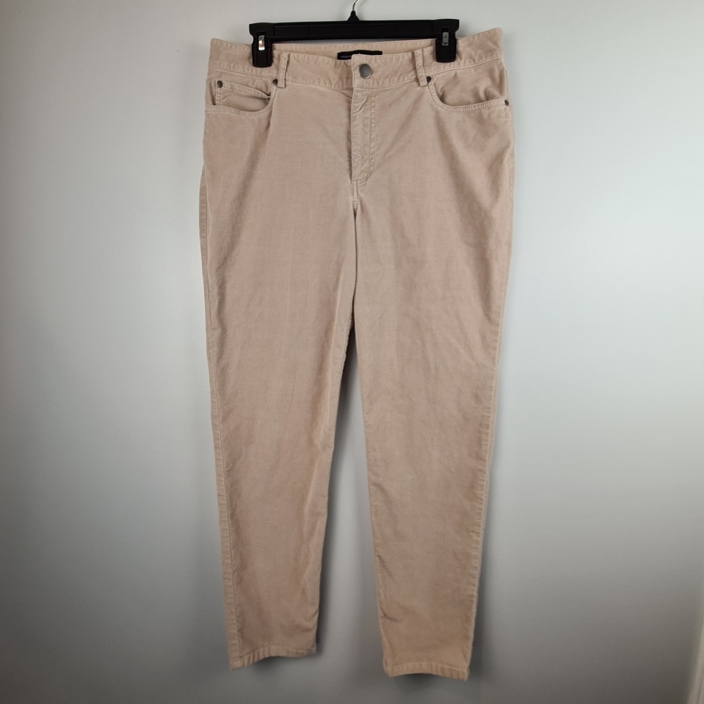 Peruvian Connection Zoe Velveteen Straight Leg Beige‎ Jeans Pants Size 12 READ*